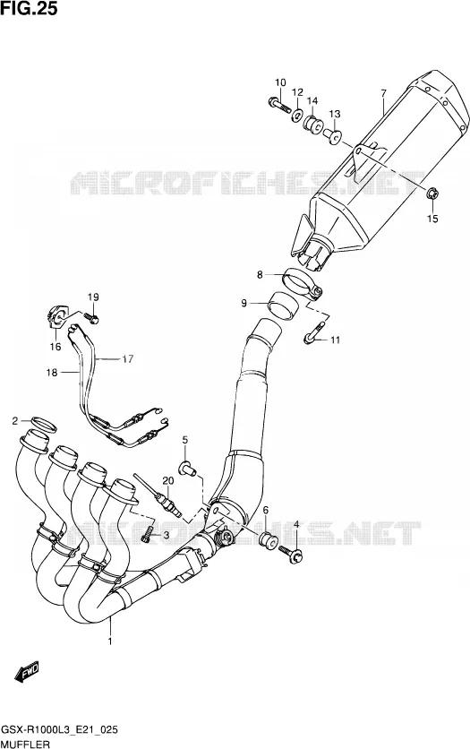 SILENCIEUX (GSX-R1000L3 E21) Suzuki MOTO 1000 GSX-R 2013  GSX-R1000UF L3 (E21)