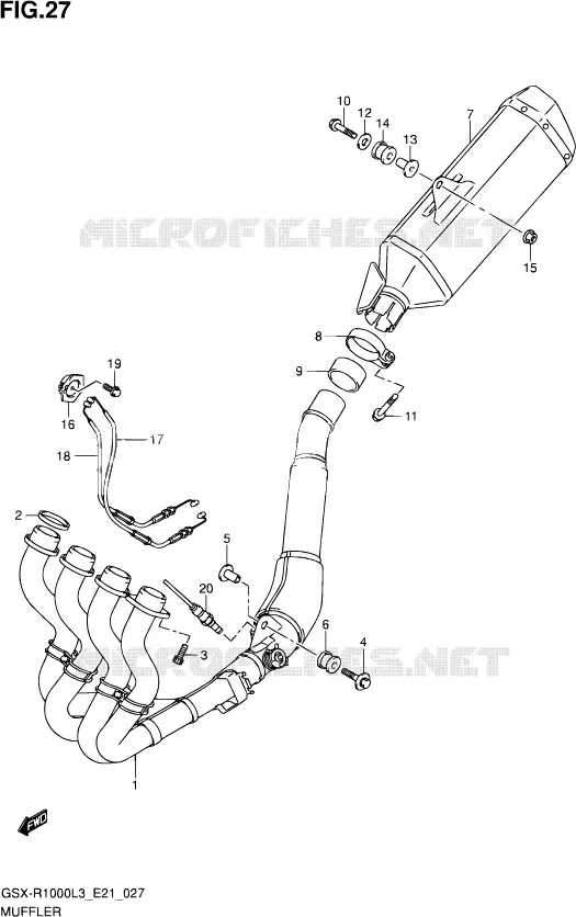 SILENCIEUX (GSX-R1000UFL3 E21) Suzuki MOTO 1000 GSX-R 2013  GSX-R1000UF L3 (E21)