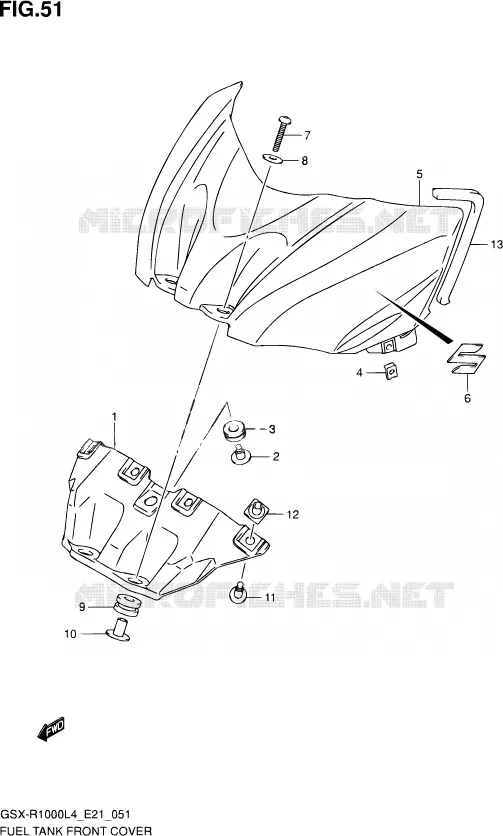 COUVRE RESERVOIR Suzuki MOTO 1000 GSX-R 2015  GSX-R1000UF L4 (E21)