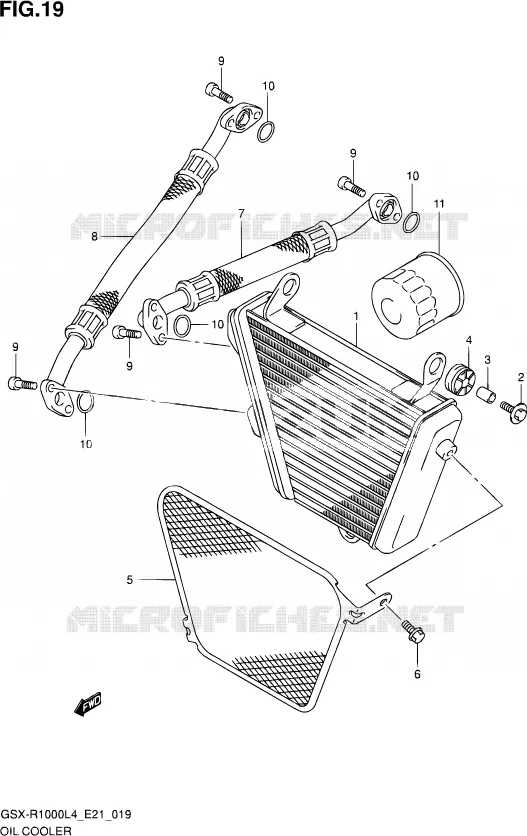 RADIATEUR D'HUILE Suzuki MOTO 1000 GSX-R 2014  GSX-R1000UF L4 (E21)