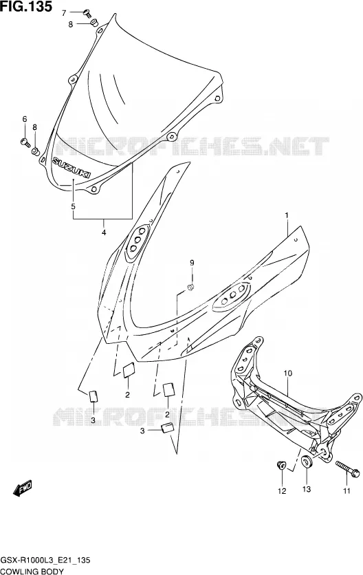 CARENAGES - ETIQUETTES (GSX-R1000L3 E24) Suzuki MOTO 1000 GSX-R 2013  GSX-R1000Z L3 (E21)