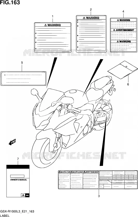 ETIQUETTE (GSX-R1000ZL3 E24) Suzuki MOTO 1000 GSX-R 2013  GSX-R1000Z L3 (E21)