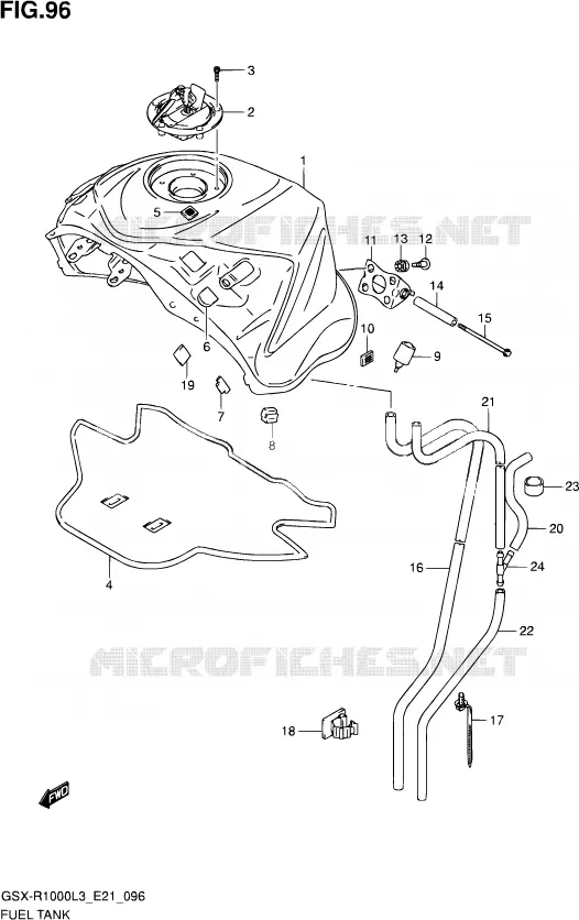 RESERVOIR D'ESSENCE (GSX-R1000UFL3 E21) Suzuki MOTO 1000 GSX-R 2013  GSX-R1000Z L3 (E21)