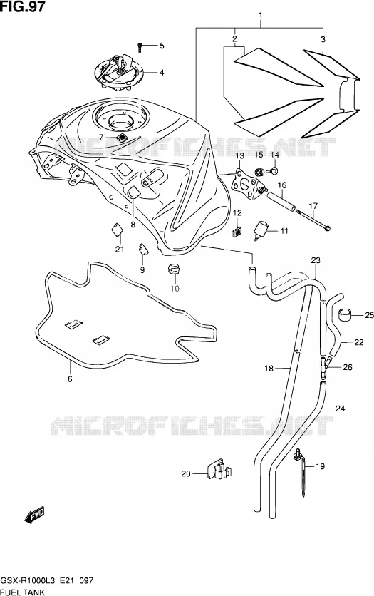 RESERVOIR D'ESSENCE (GSX-R1000ZL3 E21) Suzuki MOTO 1000 GSX-R 2013  GSX-R1000Z L3 (E21)