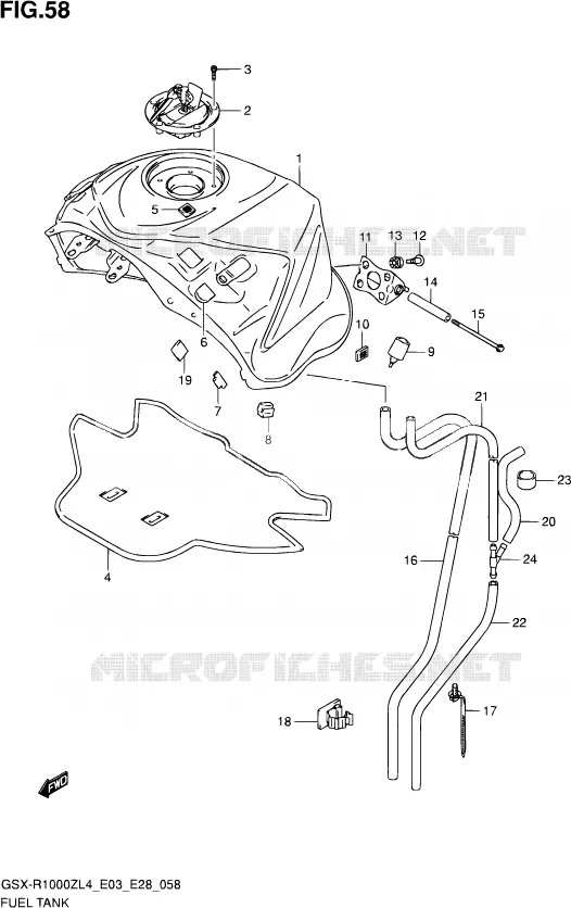 RESERVOIR D'ESSENCE (GSX-R1000ZL4 E28) Suzuki MOTO 1000 GSX-R 2014  GSX-R1000Z L4 (E03,E28)