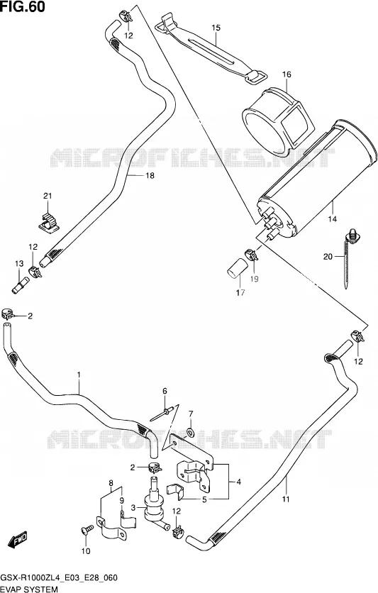 SYSTÈME DE RECYCLAGE VAPEURS CARBURANT (GSX-R1000ZL4 E33) Suzuki MOTO 1000 GSX-R 2014  GSX-R1000Z L4 (E03,E28)