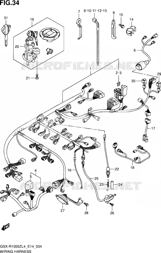 FAISCEAU ELECTRIQUE Suzuki MOTO 1000 GSX-R 2014  GSX-R1000Z L4 (E14)