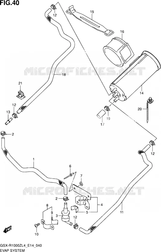 SYSTÈME DE RECYCLAGE VAPEURS CARBURANT Suzuki MOTO 1000 GSX-R 2014  GSX-R1000Z L4 (E14)