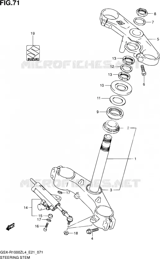 COLONNE DE DIRECTION Suzuki MOTO 1000 GSX-R 2014  GSX-R1000Z L4 (E21)