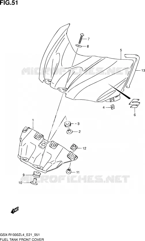 COUVRE RESERVOIR (GSX-R1000ZUFL4 E21) Suzuki MOTO 1000 GSX-R 2014  GSX-R1000Z L4 (E21)