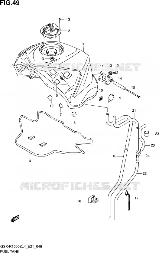 RESERVOIR D'ESSENCE (GSX-R1000ZUFL4 E21) Suzuki MOTO 1000 GSX-R 2014  GSX-R1000Z L4 (E21)