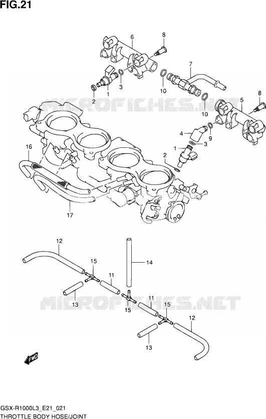 SYSTÈME D'INJECTION (GSX-R1000ZL3 E21) Suzuki MOTO 1000 GSX-R 2013  GSX-R1000ZUF L3 (E21)