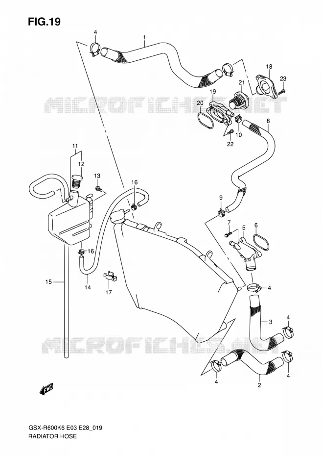 DURITE DE RADIATEUR Suzuki MOTO 600 GSX-R 2007  GSX-R600 K7 (E03,E28,E33)