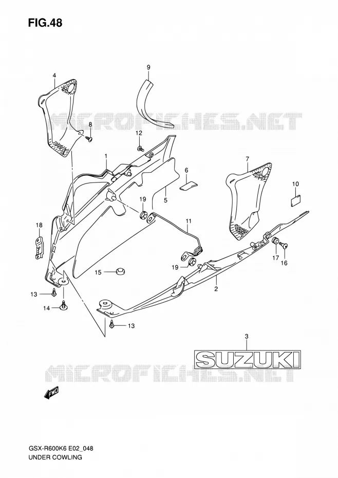 CARENAGES INFERIEUR (FLANCS) Suzuki MOTO 600 GSX-R 2007  GSX-R600K7(E24)