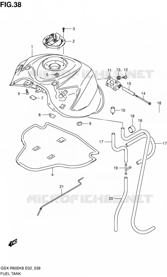 RESERVOIR D'ESSENCE (MODEL K8) Suzuki MOTO 600 GSX-R 2008  GSX-R600 K8 (E02,E19,E24)