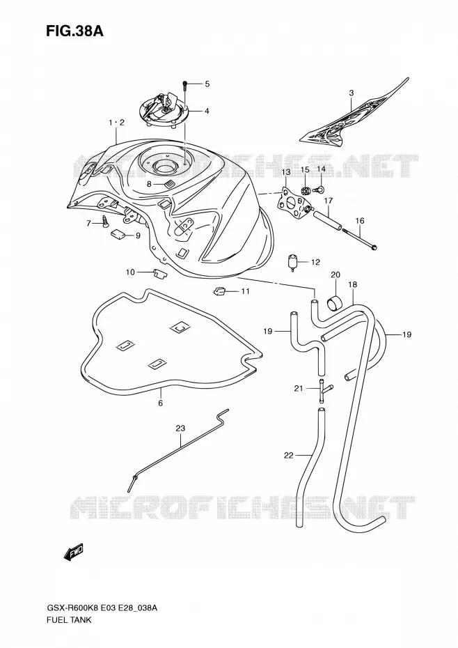 RESERVOIR D'ESSENCE (MODEL K9) Suzuki MOTO 600 GSX-R 2009  GSX-R600 K9 (E03,E28,E33)