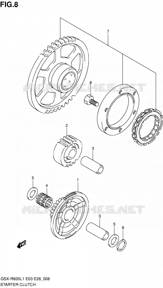 ROUE LIBRE DE DEMARREUR Suzuki MOTO 600 GSX-R 2011  GSX-R600 L1 (E03,E28,E33)
