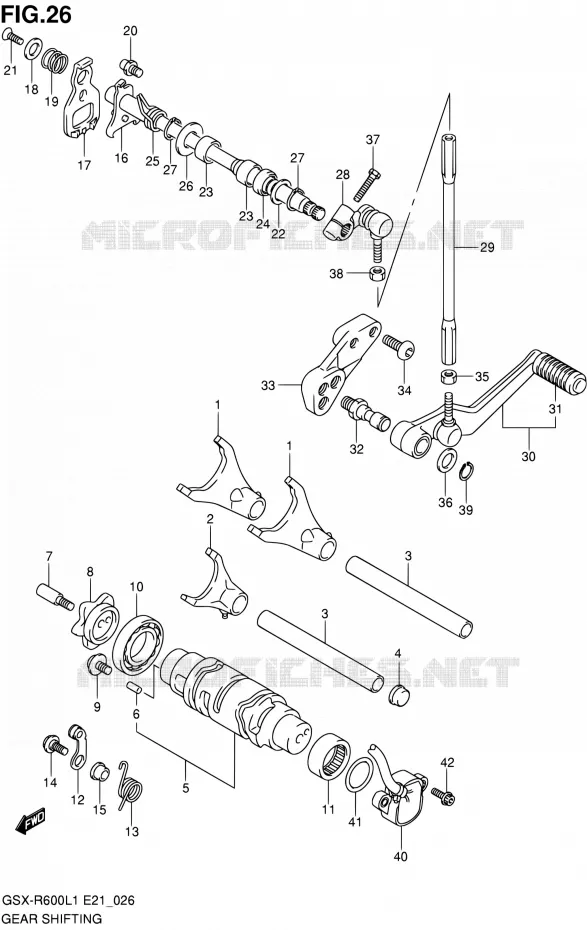 ENSEMBLE SELECTEUR DE VITESSES Suzuki MOTO 600 GSX-R 2011  GSX-R600L1(E24)