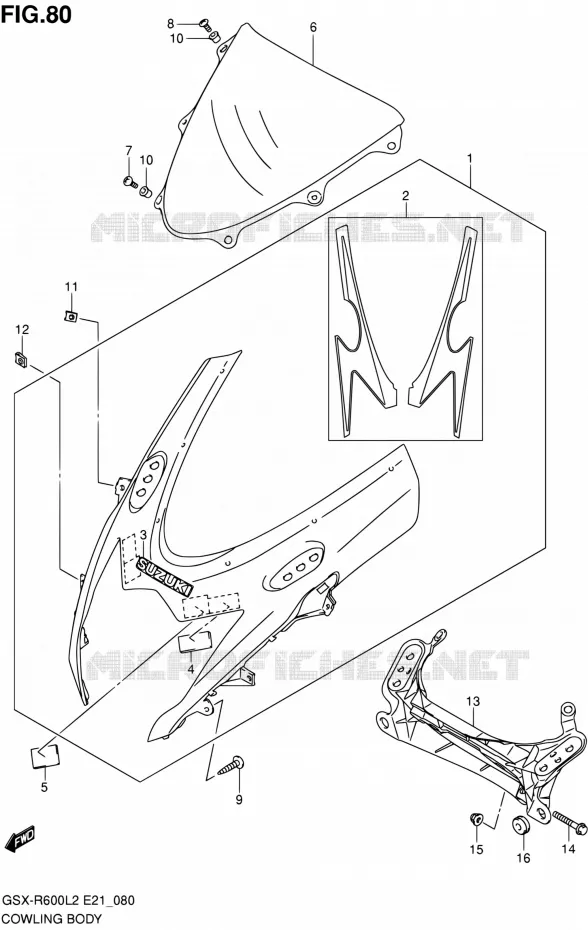 CARENAGES - ETIQUETTES (GSX-R600L2 E24) Suzuki MOTO 600 GSX-R 2012  GSX-R600L2(E21)