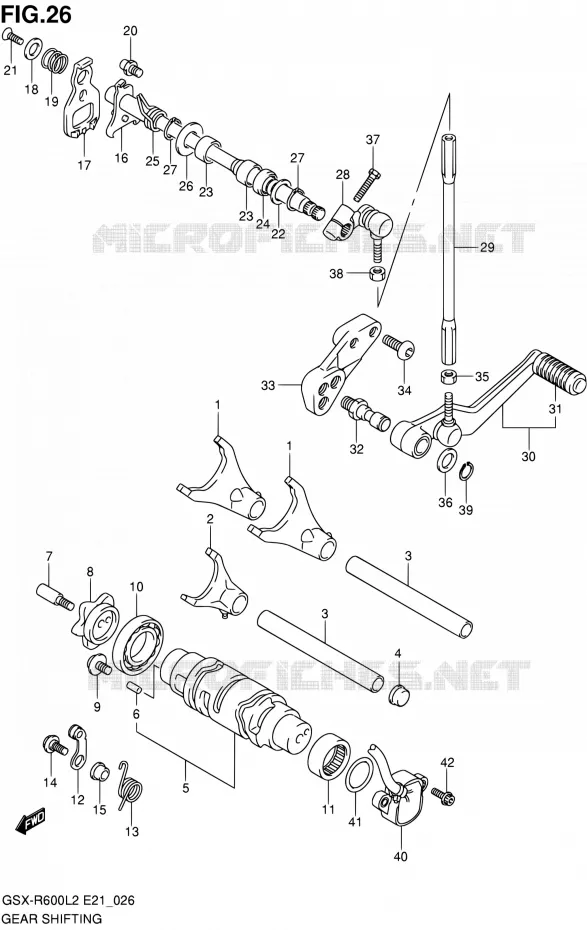 ENSEMBLE SELECTEUR DE VITESSES Suzuki MOTO 600 GSX-R 2012  GSX-R600L2(E24)