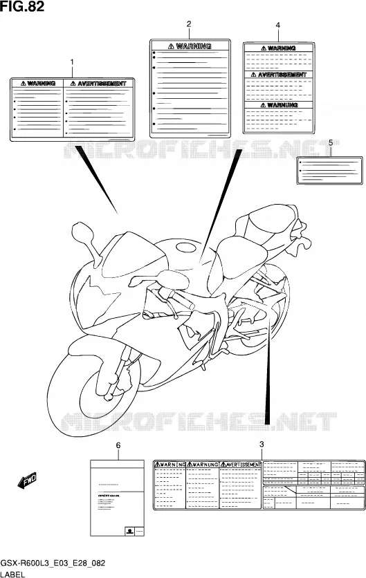 ETIQUETTE (GSX-R600L3 E28) Suzuki MOTO 600 GSX-R 2013  GSX-R600 L3 (E03,E28,E33)