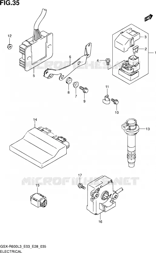 PARTIE ELECTRIQUE (GSX-R600L3 E28) Suzuki MOTO 600 GSX-R 2013  GSX-R600 L3 (E03,E28,E33)