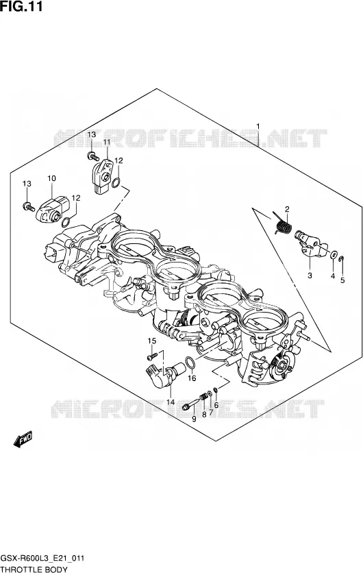 CORPS DE PAPILLON (GSX-R600L3 E21) Suzuki MOTO 600 GSX-R 2013  GSX-R600 L3 (E21)