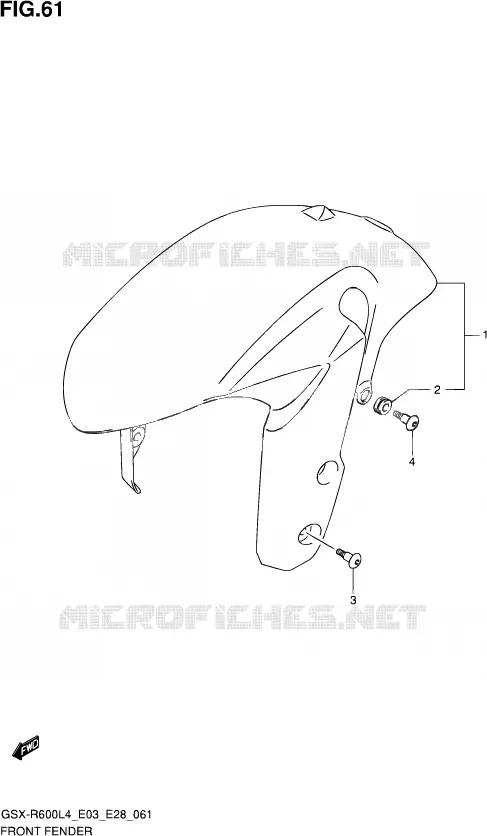 GARDE BOUE AVANT Suzuki MOTO 600 GSX-R 2014  GSX-R600 L4 (E03,E28,E33)