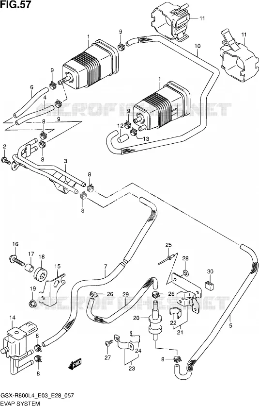SYSTÈME DE RECYCLAGE VAPEURS CARBURANT (GSX-R600L4 E33) Suzuki MOTO 600 GSX-R 2014  GSX-R600 L4 (E03,E28,E33)
