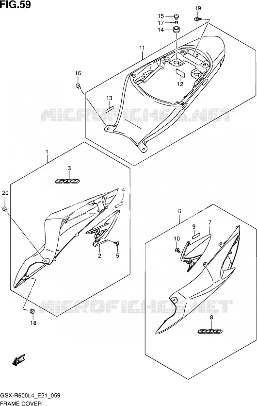 CARENAGES ARRIERE (AR5) Suzuki MOTO 600 GSX-R 2014  GSX-R600 L4 (E21)