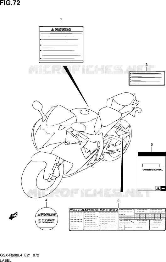 ETIQUETTE (GSX-R600L4 E21) Suzuki MOTO 600 GSX-R 2014  GSX-R600 L4 (E21)