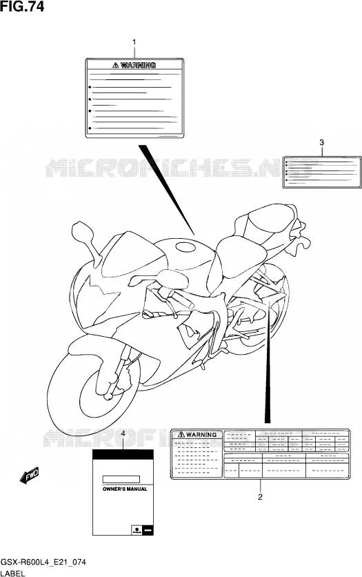 ETIQUETTE (GSX-R600UFL4 E21) Suzuki MOTO 600 GSX-R 2014  GSX-R600 L4 (E21)