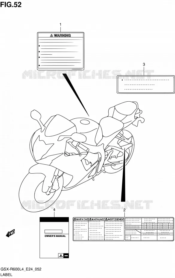 ETIQUETTE Suzuki MOTO 600 GSX-R 2014  GSX-R600 L4 (E24)