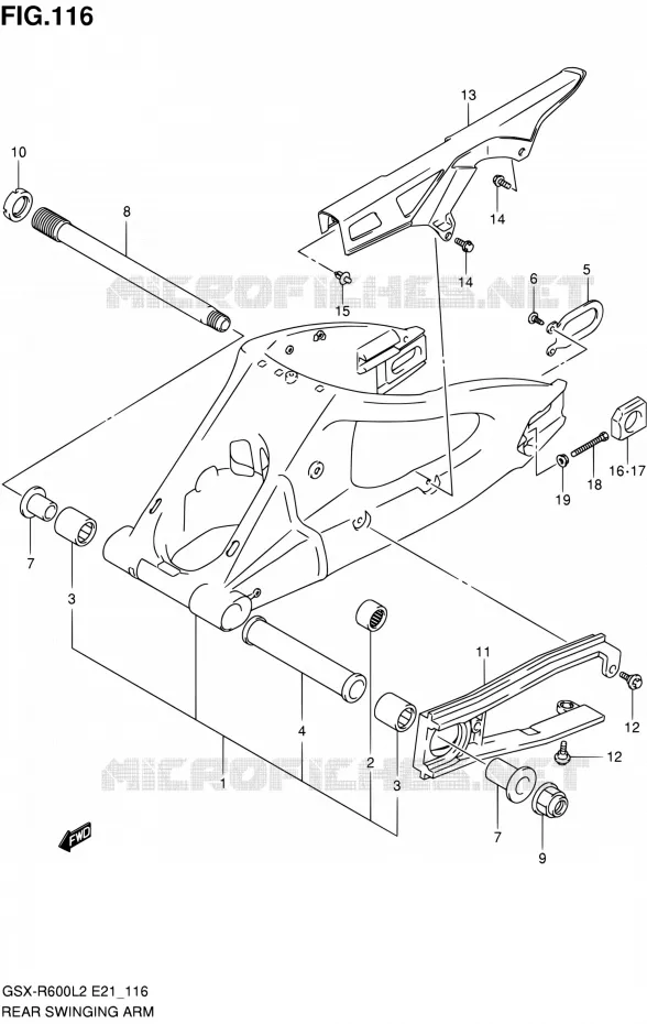 BRAS OSCILLANT ARRIERE (GSX-R600UEL2 E21) Suzuki MOTO 600 GSX-R 2012  GSX-R600UEL2(E21)