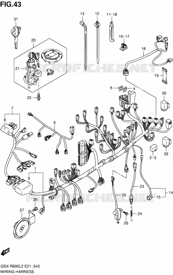 FAISCEAU ELECTRIQUE (GSX-R600L2 E24) Suzuki MOTO 600 GSX-R 2012  GSX-R600UEL2(E21)