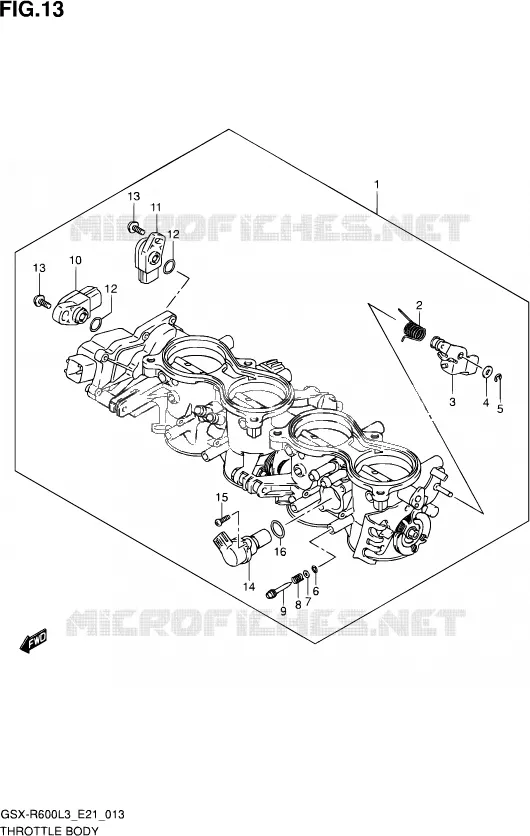 CORPS DE PAPILLON (GSX-R600UEL3 E21) Suzuki MOTO 600 GSX-R 2013  GSX-R600UE L3 (E21)