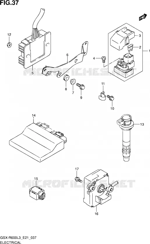 PARTIE ELECTRIQUE (GSX-R600L3 E21) Suzuki MOTO 600 GSX-R 2013  GSX-R600UE L3 (E21)