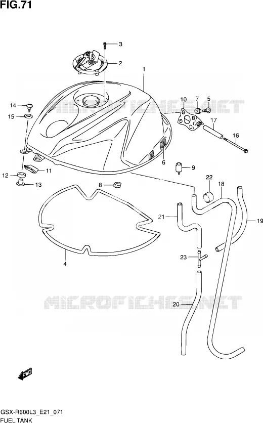 RESERVOIR D'ESSENCE (GSX-R600UFL3 E21) Suzuki MOTO 600 GSX-R 2013  GSX-R600UE L3 (E21)