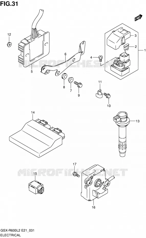 PARTIE ELECTRIQUE (GSX-R600L2 E21) Suzuki MOTO 600 GSX-R 2012  GSX-R600UFL2(E21)