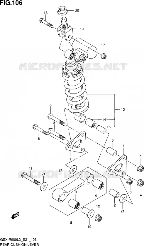 BIELLETTE D'AMORTISSEUR (GSX-R600L3 E21) Suzuki MOTO 600 GSX-R 2013  GSX-R600UF L3 (E21)