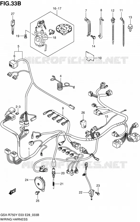 FAISCEAU ELECTRIQUE (MODELE K3) Suzuki MOTO 750 GSX-R 2001  GSX-R750K1(E03,E28,E33)