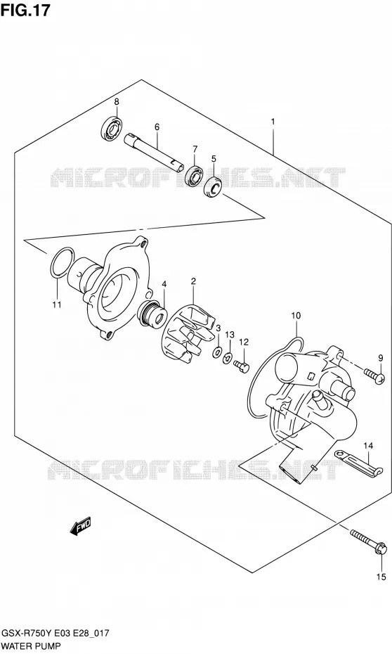 POMPE A EAU Suzuki MOTO 750 GSX-R 2001  GSX-R750K1(E03,E28,E33)