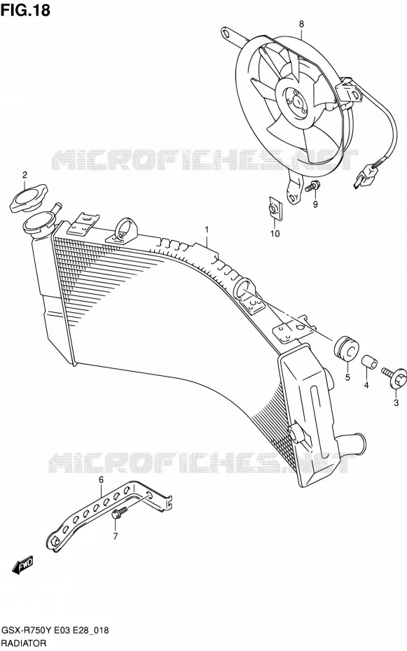 RADIATEUR Suzuki MOTO 750 GSX-R 2002  GSX-R750K2(E03,E28,E33)