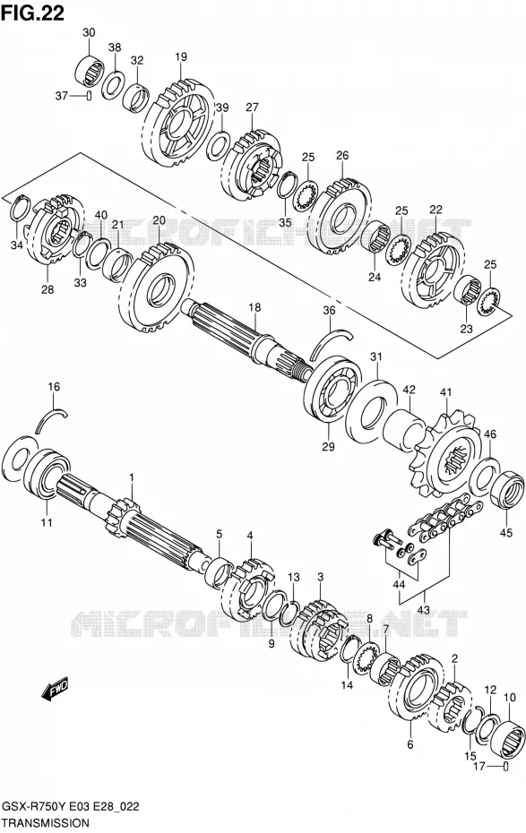 TRANSMISSION Suzuki MOTO 750 GSX-R 2002  GSX-R750K2(E03,E28,E33)