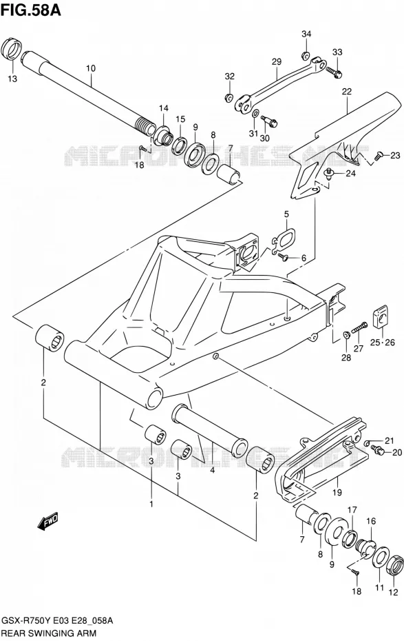 BRAS OSCILLANT ARRIERE (MODELE K2/K3) Suzuki MOTO 750 GSX-R 2003  GSX-R750K3(E03,E28,E33)