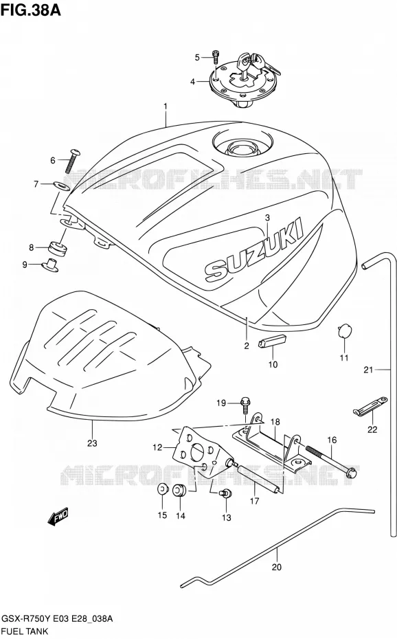 RESERVOIR D'ESSENCE (MODELE K1) Suzuki MOTO 750 GSX-R 2003  GSX-R750K3(E03,E28,E33)