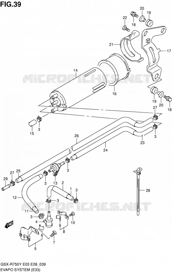 SYSTEME DE RECYCLAGE DES VAPEURS DE CARBURANT (E33) Suzuki MOTO 750 GSX-R 2003  GSX-R750K3(E03,E28,E33)