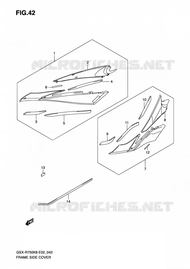 COUVERCLES LATERAUX (MODEL K8) Suzuki MOTO 750 GSX-R 2008  GSX-R750K8(E24)