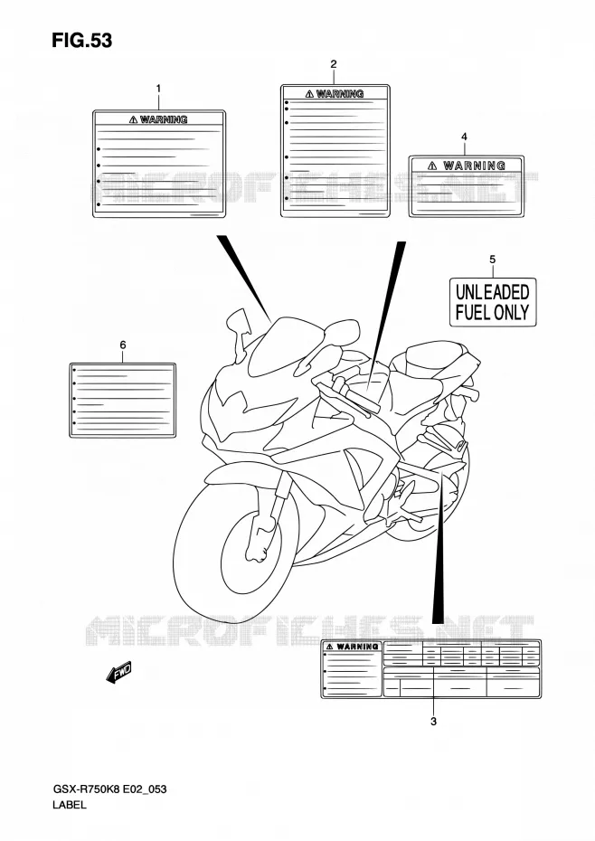 ETIQUETTE Suzuki MOTO 750 GSX-R 2008  GSX-R750K8(E24)
