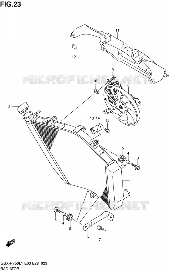 RADIATEUR Suzuki MOTO 750 GSX-R 2011  GSX-R750 L1 (E03,E28,E33)